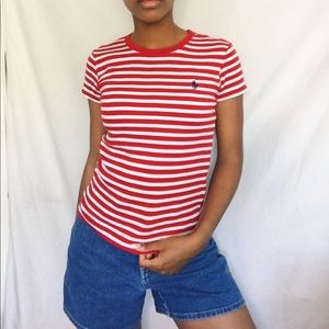 RED STRIPED POLO RALPH LAUREN TSHIRT